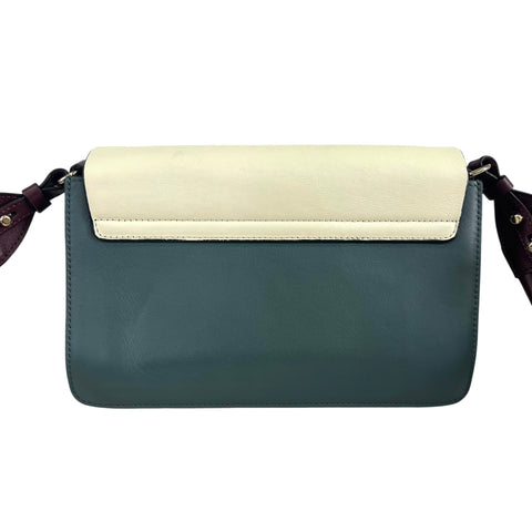 Chloé Chloe Faye Chain Suede Leather Gray Blue Crossbody Bag Grey