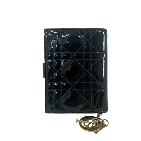 Dior Patent Card Holder Cannage Pattern Wallet