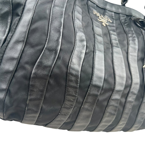 Prada Black Tessuto Nappa Waves Tote Bag