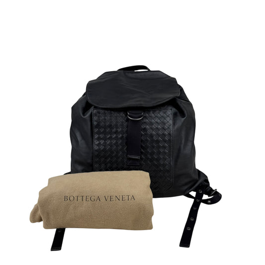 Bottega Veneta Intrecciato Leather Backpack Unisex - Black