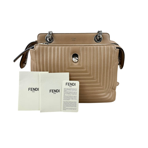 Fendi Beige gesteppte Dotcom-Schultertasche Braun
