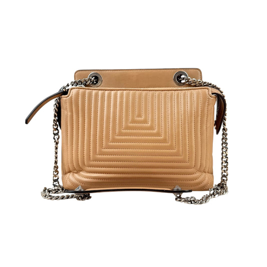 Fendi Beige gesteppte Dotcom-Schultertasche Braun