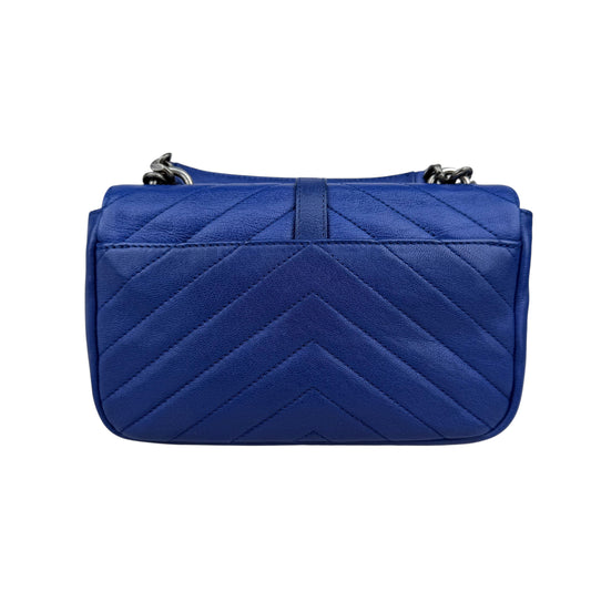 Saint Laurent Sheepskin Matelasse Chevron Monogram College Chain Wallet