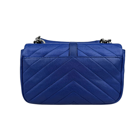 Saint Laurent Sheepskin Matelasse Chevron Monogram College Chain Wallet