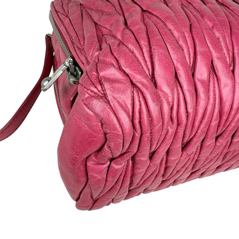 Miu Miu Pink Lambskin Leather Matelasse Shopping Bag