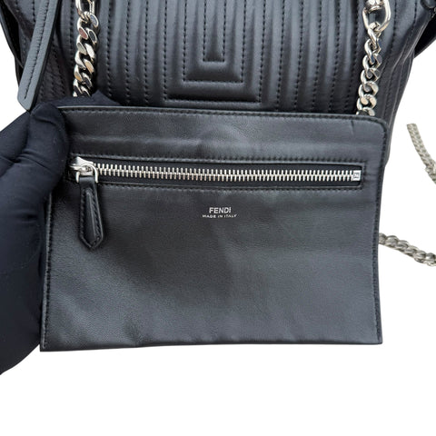 Fendi Black Nappa Leather Small DotCom Bag