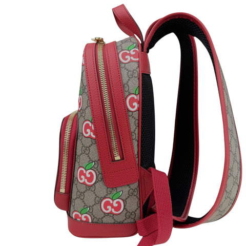 Gucci Beige/Red GG Supreme Canvas and Leather Small Backpack