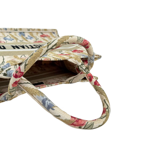 Dior Beige Multicolor Canvas Embroidered Hibiscus Medium Book Tote