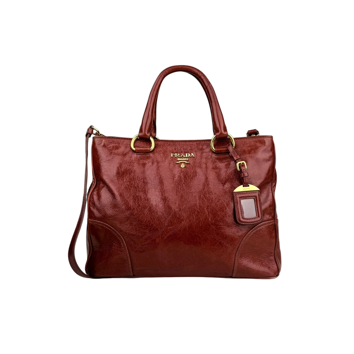 Prada Vitello Shine Tote Bag Palissandro