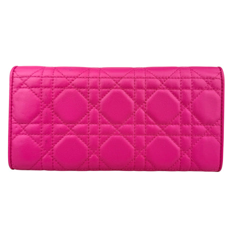 Dior Fuchsia Quilted Cannage Leather Lady Dior Wallet on Chain Bag