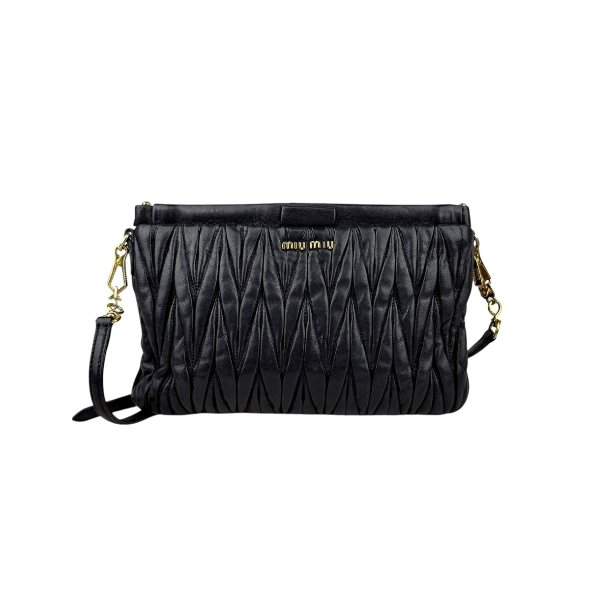 Miu Miu Black Matelasse Leather Crossbody Bag