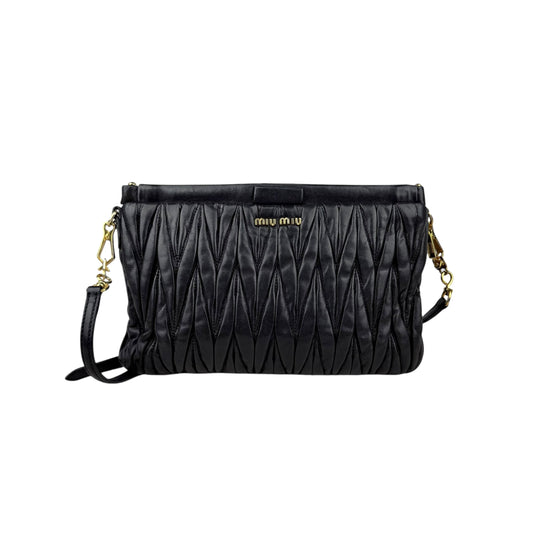 Miu Miu Black Matelasse Leather Crossbody Bag