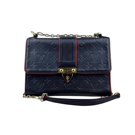 Louis Vuitton Monogram Empreinte Saint-Sulpice Chain Shoulder Bag Red Black