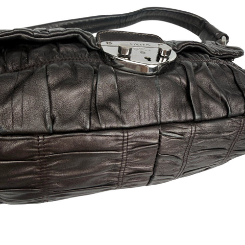 Prada Black Gaufre Leather Shoulder Bag