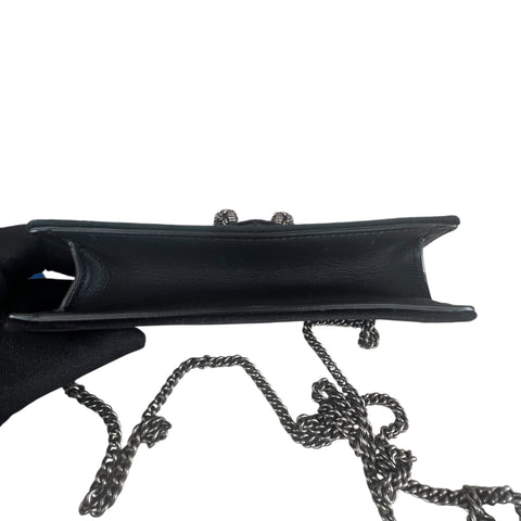 GUCCI Velvet Dionysus Mini Shoulder Bag – Black Suede Silver Chain