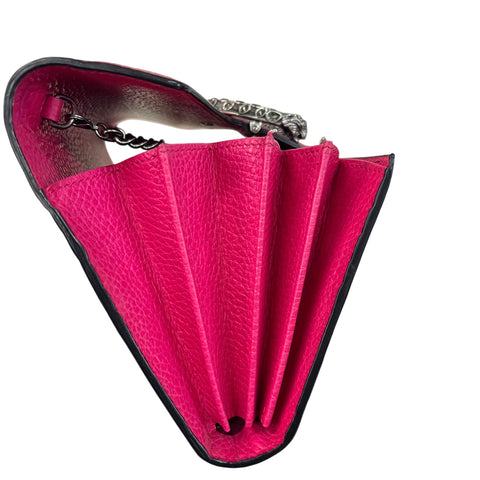 Gucci Pink Leather Small Dionysus Wallet Shoulder Bag Detachable Chain Strap