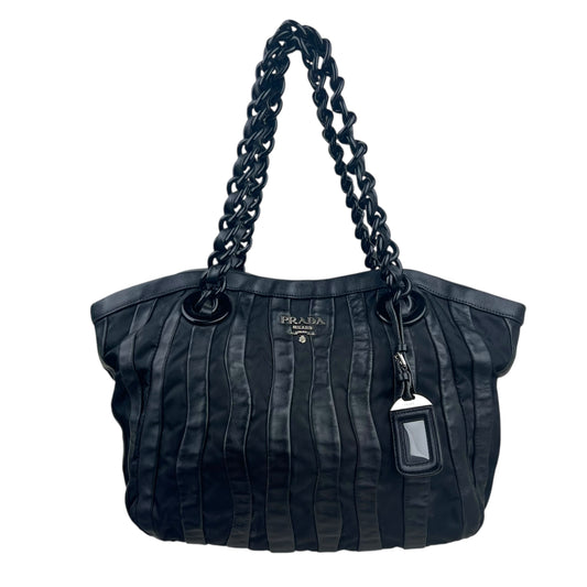 Prada Black Tessuto Nappa Waves Tote Bag