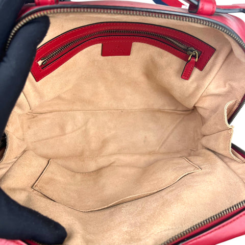 Gucci Medium GG Marmont Matelasse Chevron Top Handle Red