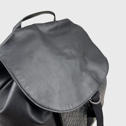 Bottega Veneta Intrecciato Leather Backpack Unisex - Black