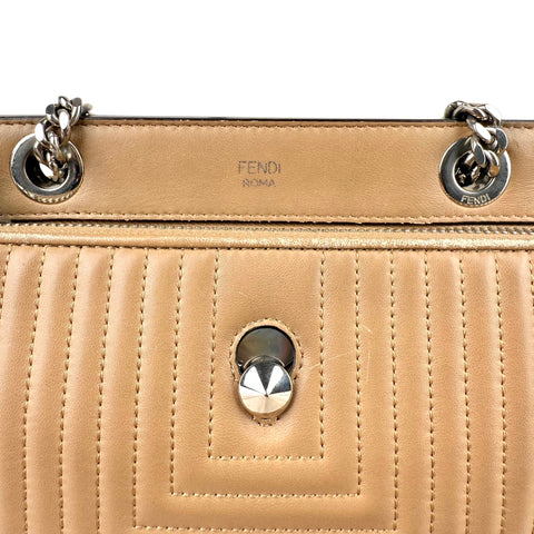 Fendi Beige gesteppte Dotcom-Schultertasche Braun