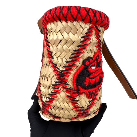 Loewe Basket Animals Medium straw tote bag