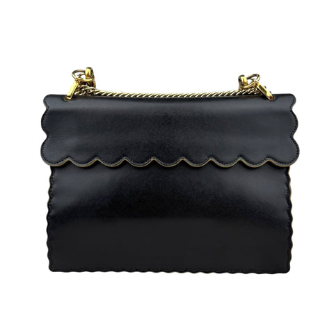 Fendi Dotcom Leather Shoulder Bag Black