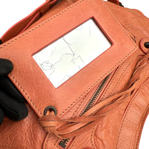 Balenciaga Motocross The First Bag Agneau Leather Studs Hardware City Tote Pink