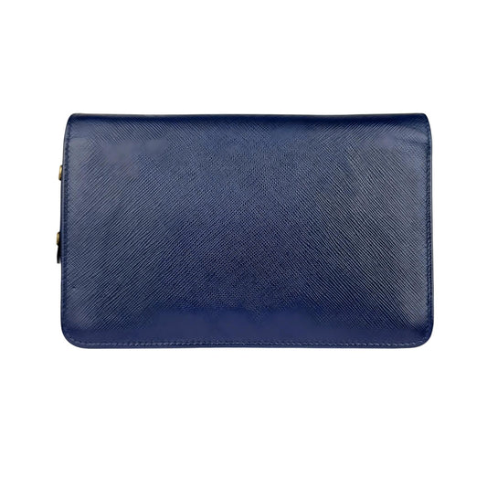 Prada Blue Saffiano Metal Shoulder Bag