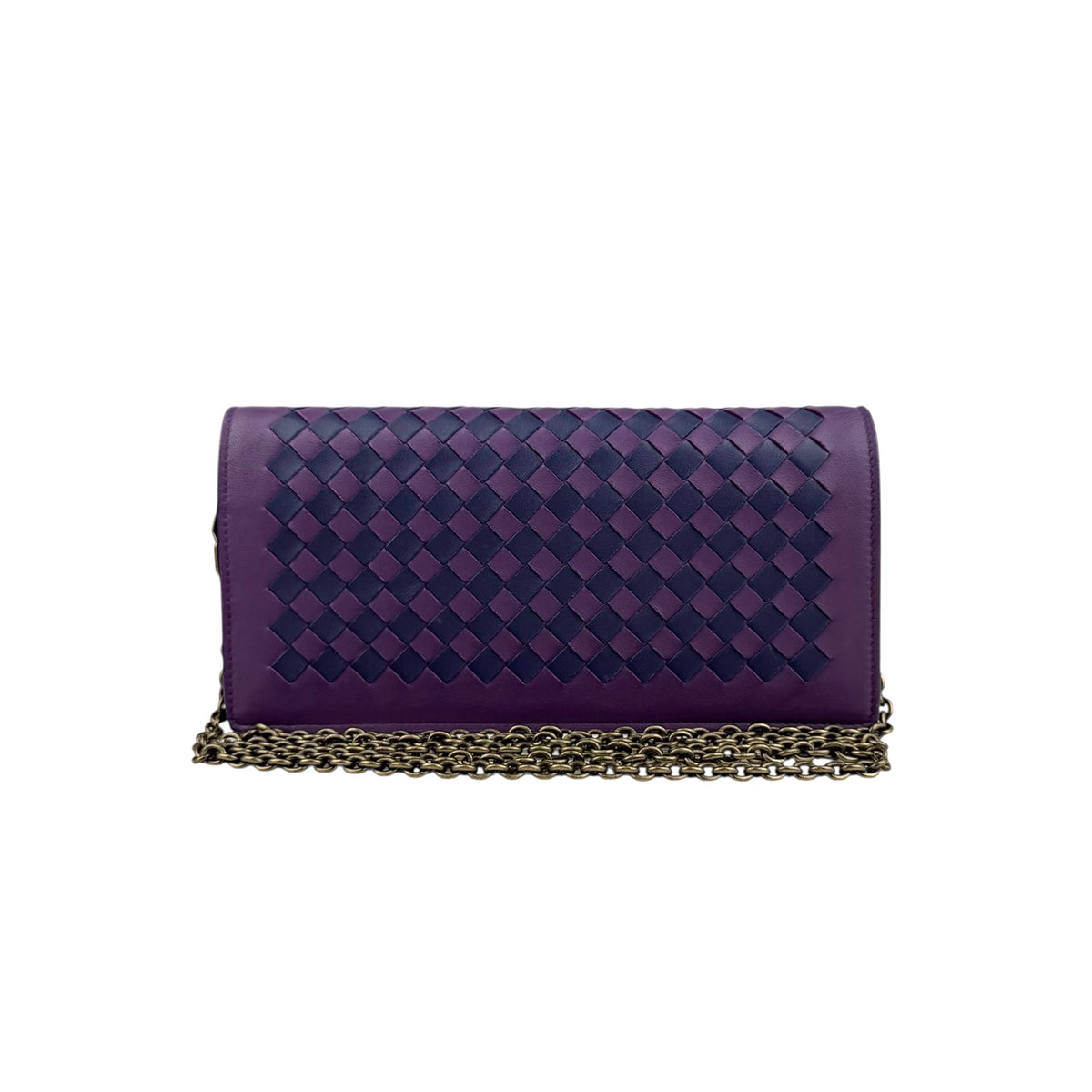 Bottega Veneta Monalisa Purple Atlantic Intrecciato Chain Wallet