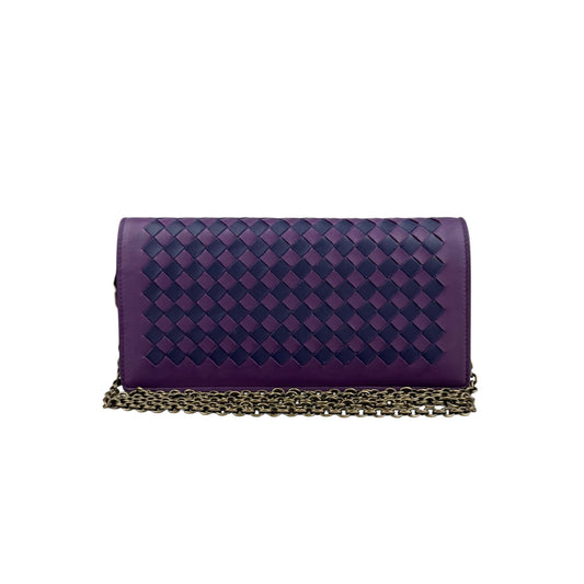 Bottega Veneta Monalisa Purple Atlantic Intrecciato Chain Wallet