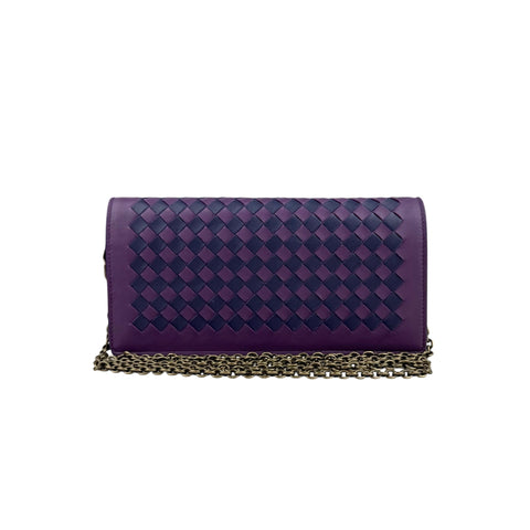 Bottega Veneta Monalisa Purple Atlantic Intrecciato Chain Wallet