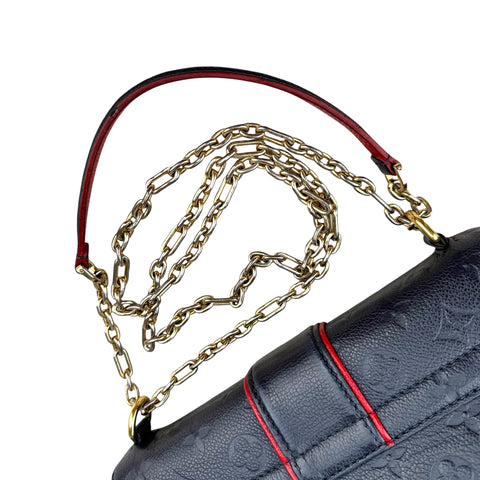 Louis Vuitton Monogram Empreinte Saint-Sulpice Chain Shoulder Bag Red Black