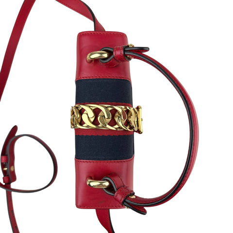 Gucci Sylvie Chain  Mini  Red Leather