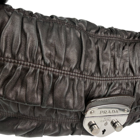 Prada Black Gaufre Leather Shoulder Bag