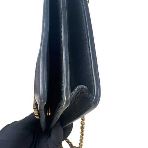 Dior Black Smooth Calfskin Leather J'ADIOR Wallet on Chain Clutch Bag