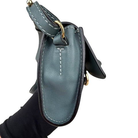 Chloe Blue Leather and Suede Mini Faye Crossbody Bag