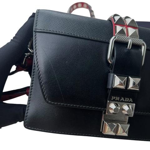 Prada Elektra Shoulder Bag Studded Leather Small