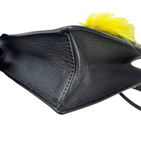 Fendi Monster Fur Leather Crossbody Black