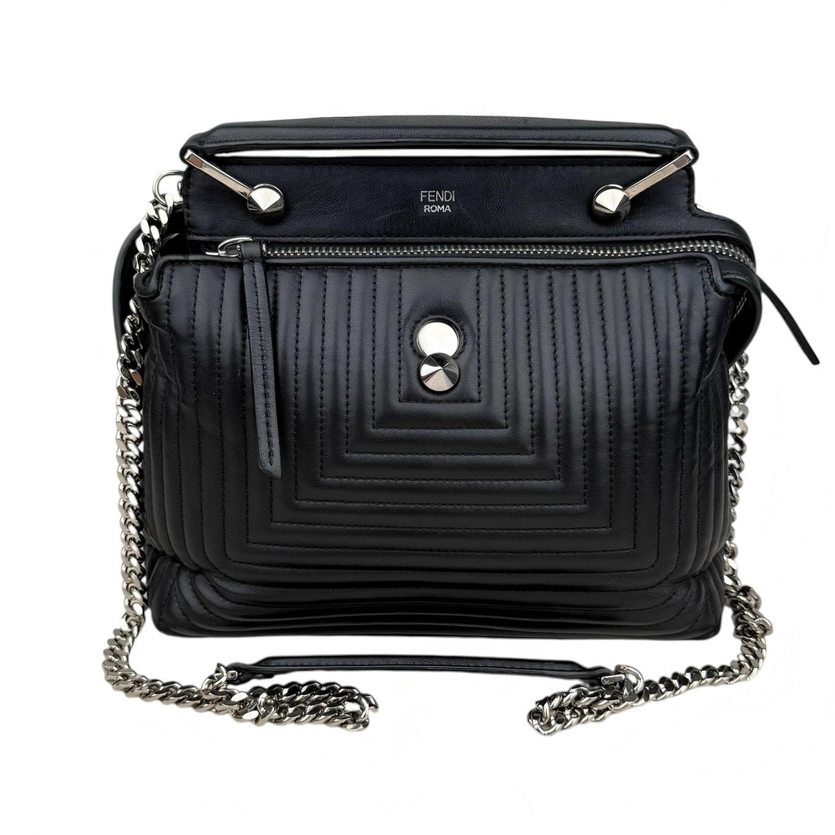 Fendi Black Nappa Leather Small DotCom Bag