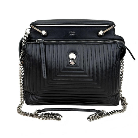 Fendi Black Nappa Leather Small DotCom Bag