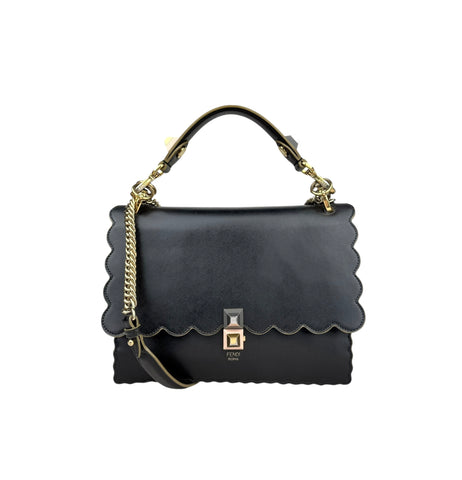Fendi Dotcom Leather Shoulder Bag Black