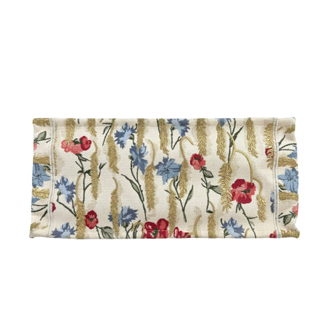 Dior Beige Multicolor Canvas Embroidered Hibiscus Medium Book Tote