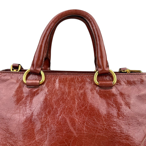 Prada Vitello Shine Tote Bag Palissandro