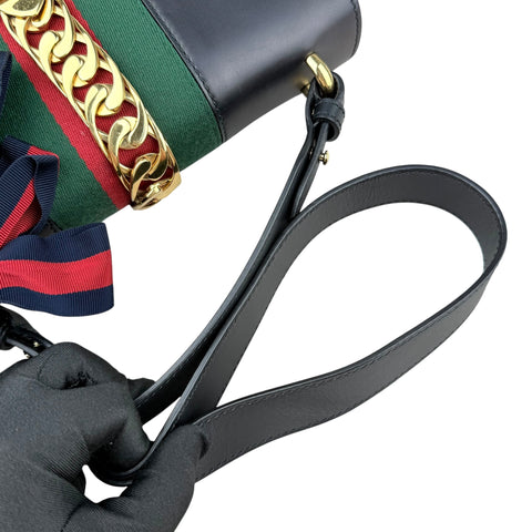 Gucci Sylvie Black Leather crossbody Bag Handbag