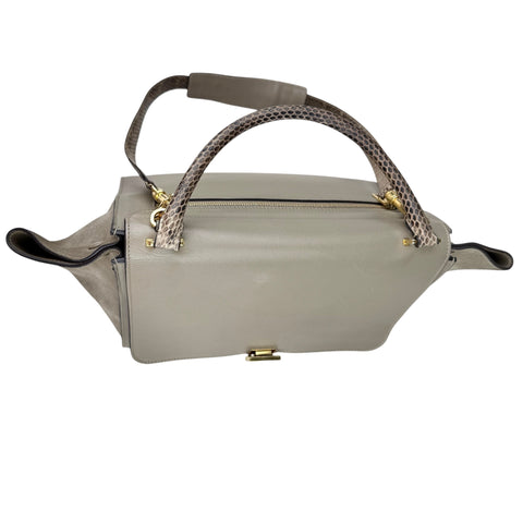 Celine Trapeze large model handbag in beige leather and beige suede