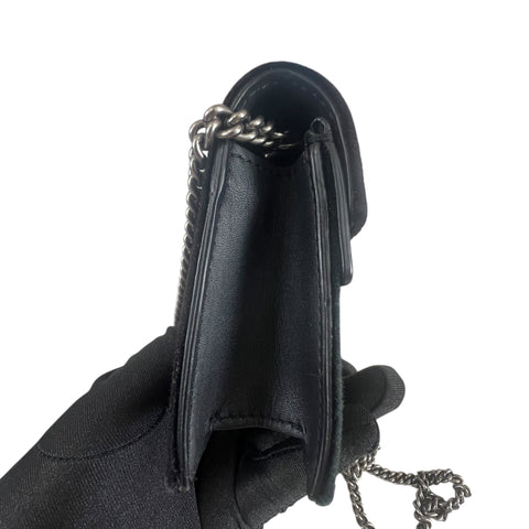 GUCCI Velvet Dionysus Mini Shoulder Bag – Black Suede Silver Chain