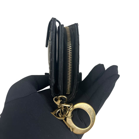 Dior Patent Card Holder Cannage Pattern Wallet