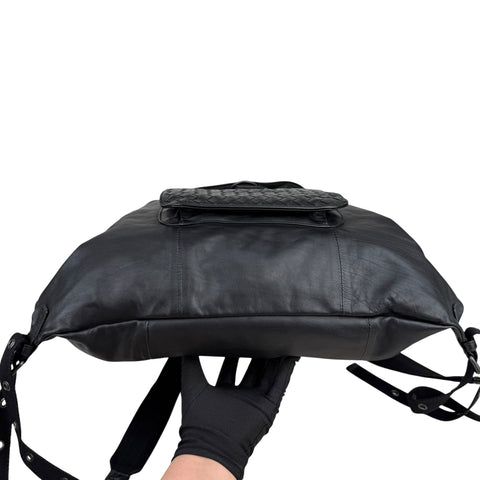 Bottega Veneta Intrecciato Leather Backpack Unisex - Black