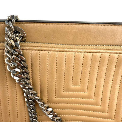 Fendi Beige gesteppte Dotcom-Schultertasche Braun