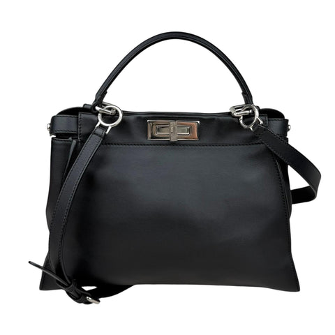 Fendi Peekaboo medium model shoulder bag in black leather